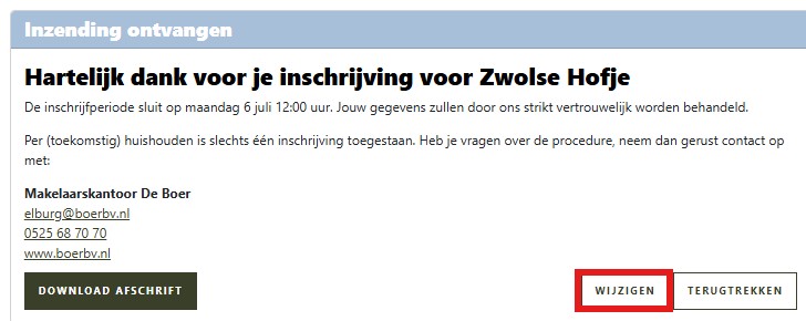 Inschijving intrekken